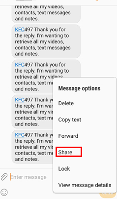transfer text messages from samsung to samsung over email