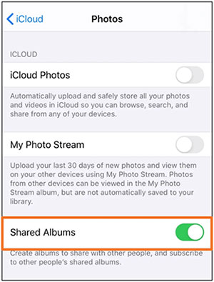 transfer pictures from one icloud to another with shared albums