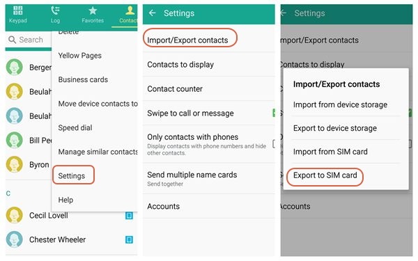 how to move contacts from phone to sim in vivo