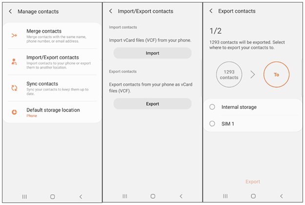 how to transfer contacts from one phone to another android with vcf