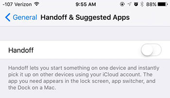 stop photo sharing between iphone and ipad with handoff feature