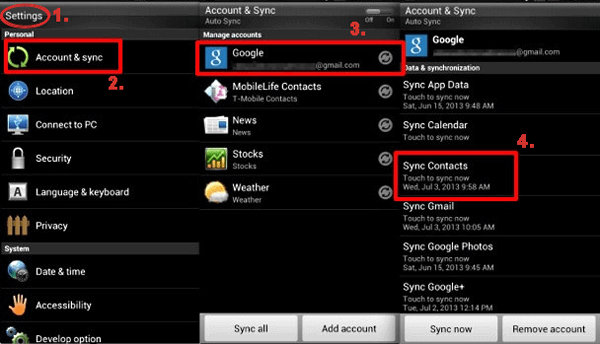 sync sony contacts to google