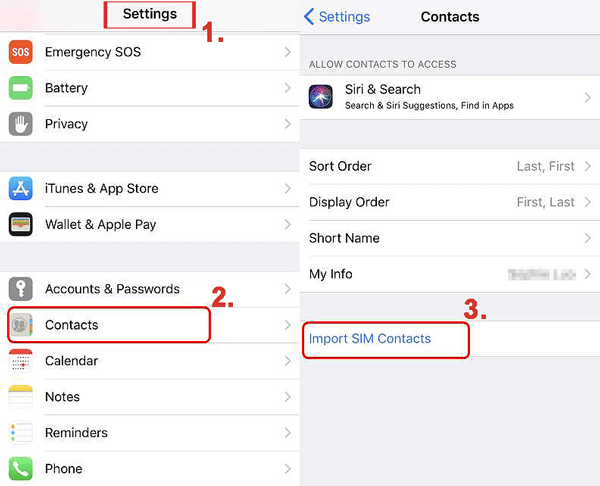 import contacts from sim card to iphone