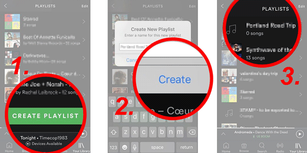 create a playlist on spotify