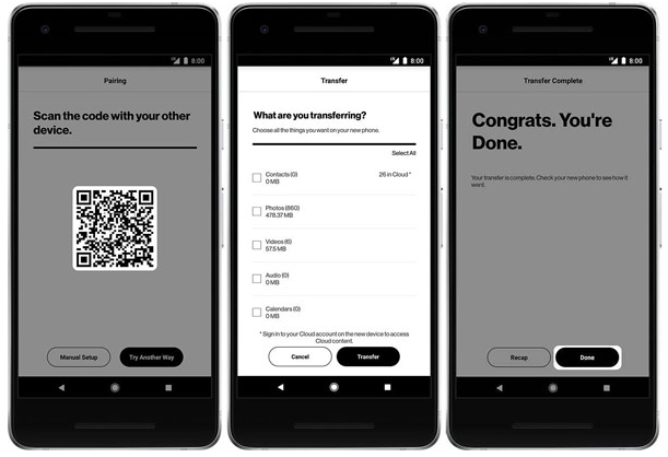 how to use verizon content transfer