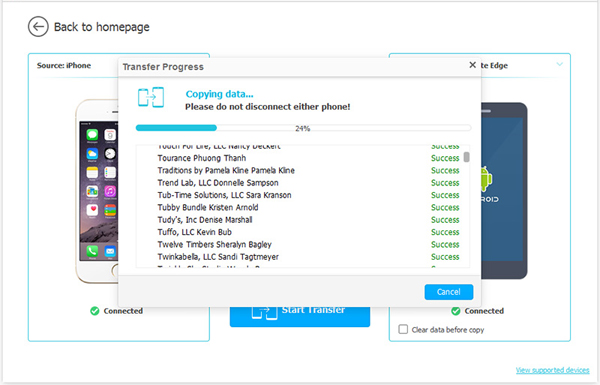 start to transfer files from iphone to android