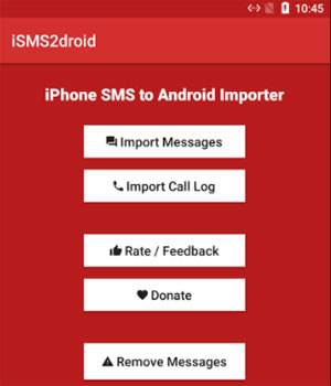 start iphone to samsung messages transfer via isms2droid