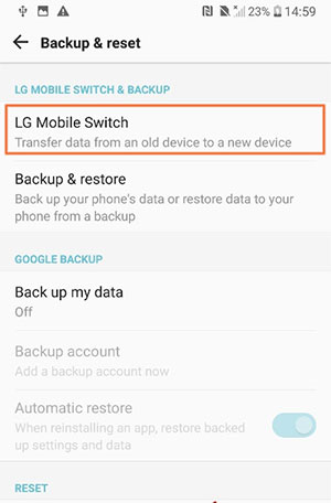 check lg mobile switch in settings
