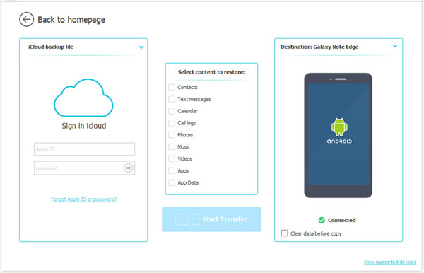 transfer icloud calendar to android