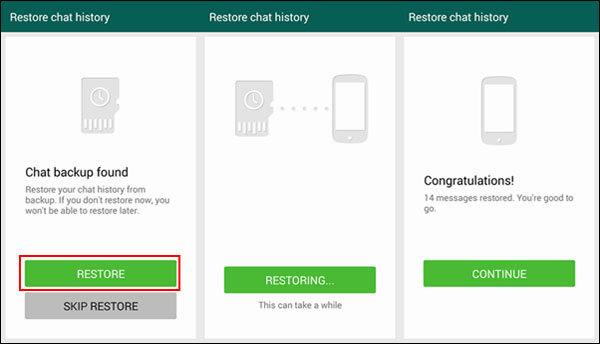 restore whatsapp messages to samsung