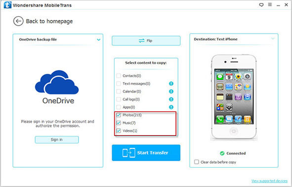 transfer files between onedrive to iphone