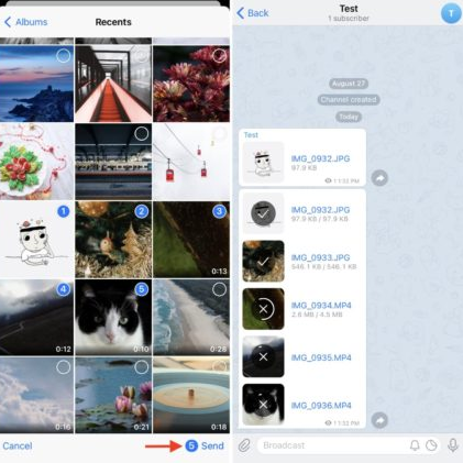 send high resolution photos from iphone to iphone via telegram
