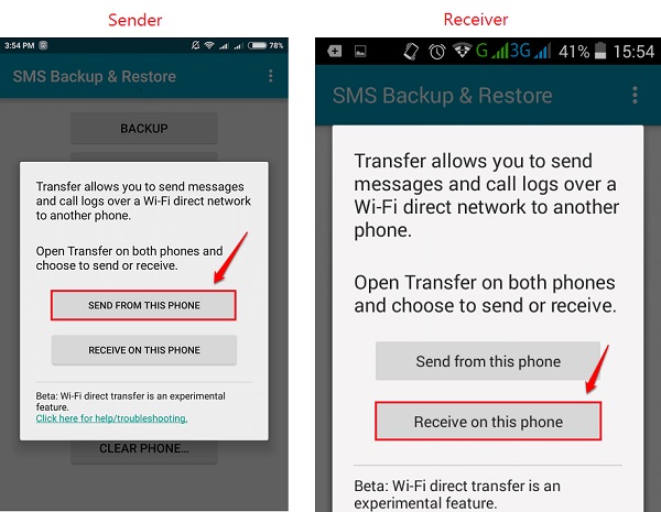 choose the sender and receiver