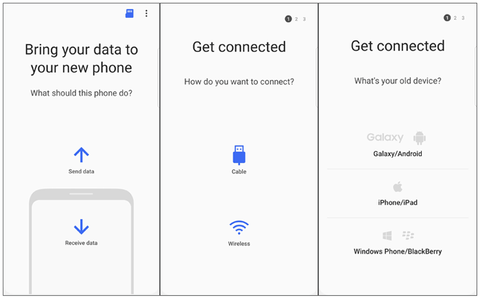 set up smart switch app before data transferring