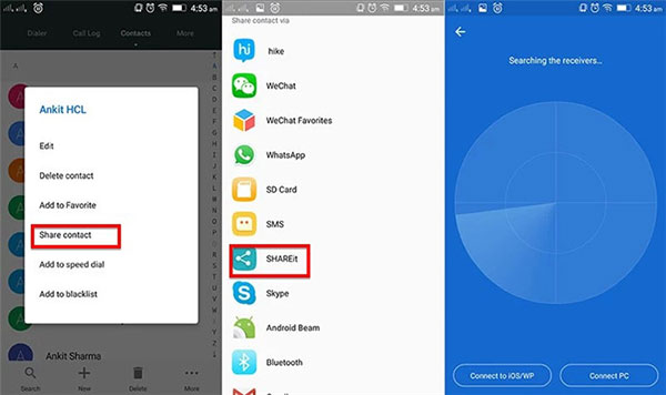 transfer contacts from samsung galaxy to htc with shareit