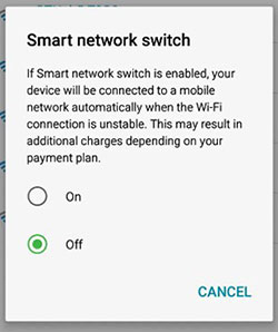 disable smart network switch on android