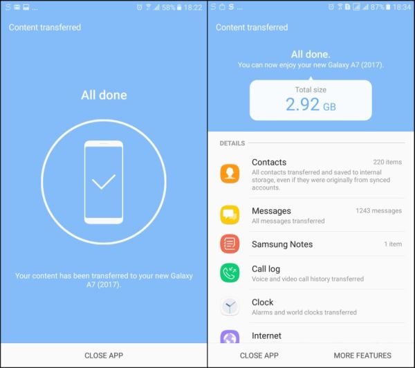 transfer apps to samsung from android or samsung via smart switch