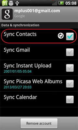 sync contacts to android