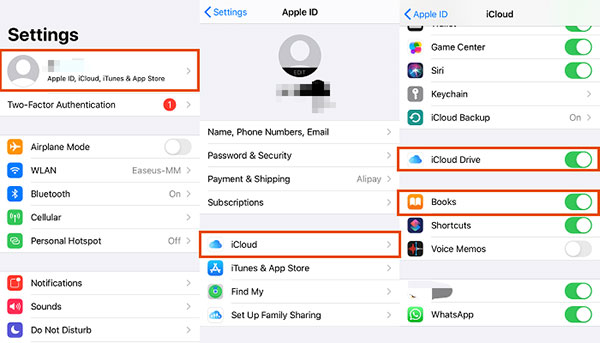 how to get ibooks from iphone to ipad via icloud