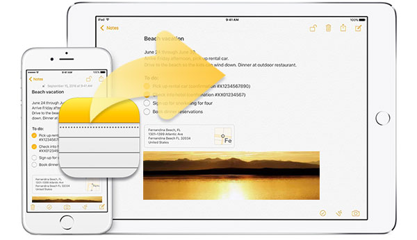 sync notes from iphone to ipad