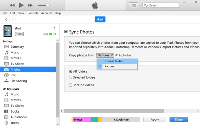 sync photos from ipad to ipad using itunes