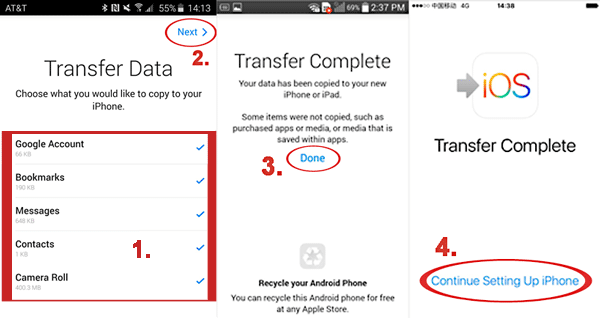 transfer data from android to iphone