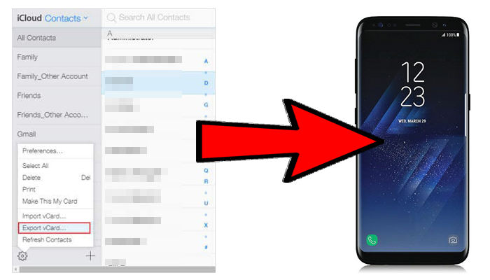 how to move contacts from ipad to android with icloud