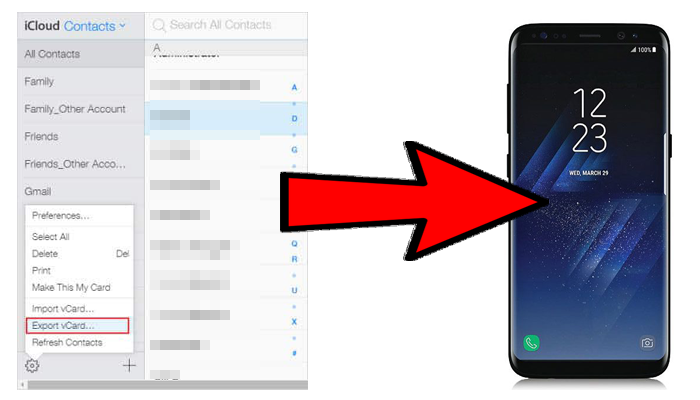 how to move contacts from iphone to android with icloud