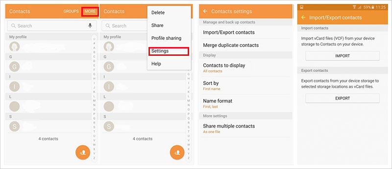 send contacts from samsung to samsung via vcard file