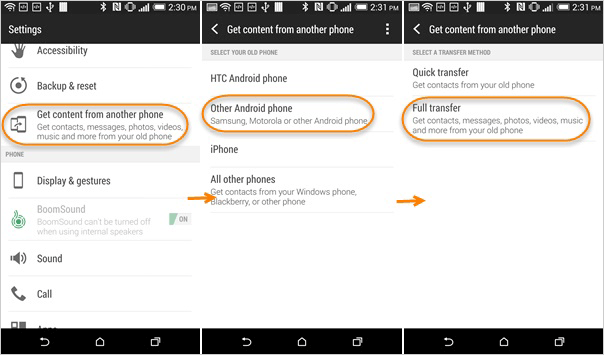 transfer data from htc to htc with htc transfer tool