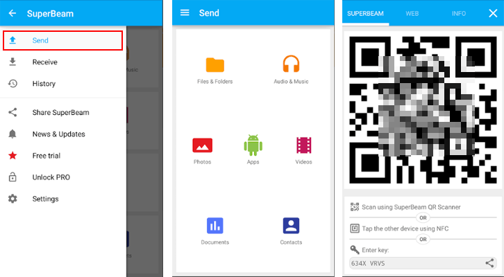 transfer files from android to android with superbeam