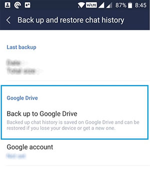 transfer line chat history from android to android via google drive