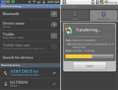 how to transfer ringtones to new android phone over bluetooth