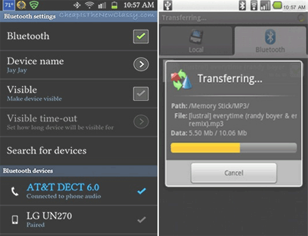 transfer texts from android to android with bluetooth