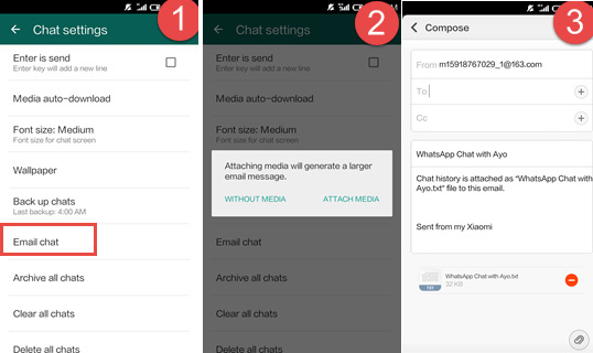 move whatsapp chats from android to iphone with email chat