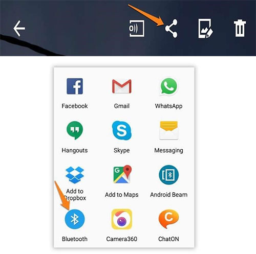 how to share contacts from android to android via bluetooth