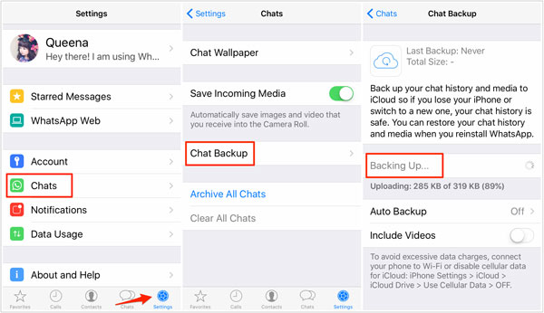 transfer whatsapp backup from iphone to icloud