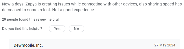 zapya customer review
