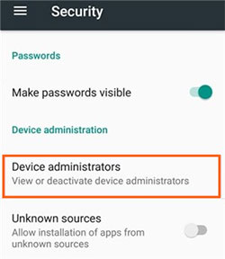 disable screen lock pin on android by disabling android device administrators