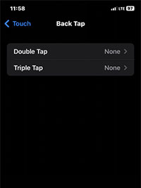 verify iphone back tap settings