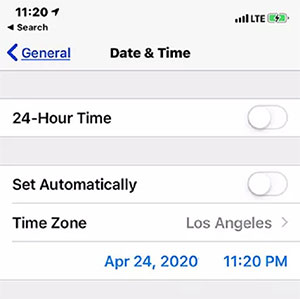 verify data and time on iphone