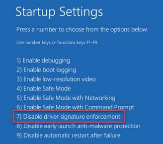 disable driver signature