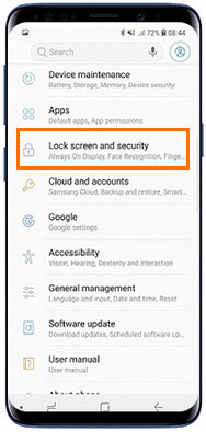 choose lock screen and security