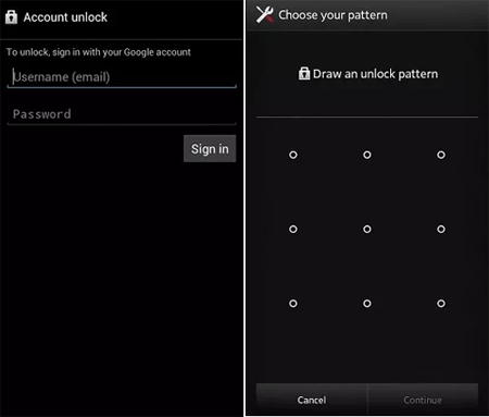 how to unlock phone pattern using google account