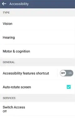 turn off accessibility features shortcut