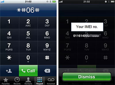use dialer codes to find imei code on android