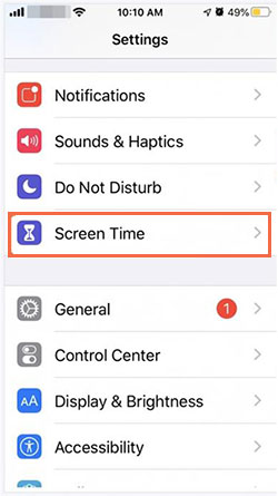 go to screen time on iphone
