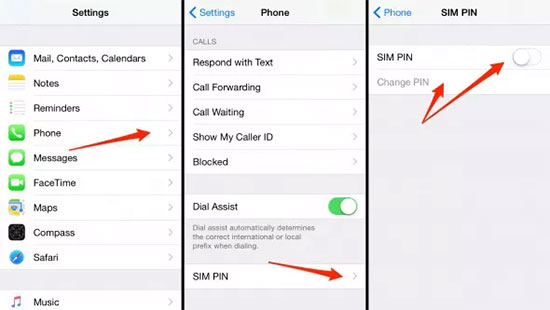 unlock sim card on iphone via settings app