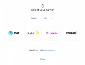 select your carrier