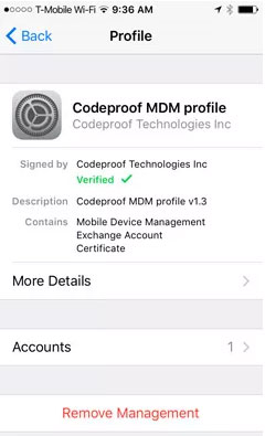 how to remove remote management from iphone or ipad settings